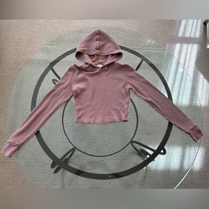 Aritzia Tna Waffle-Knit Cropped Hoodie